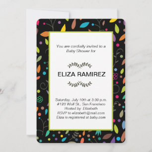 patterned leaves baby shower invitation