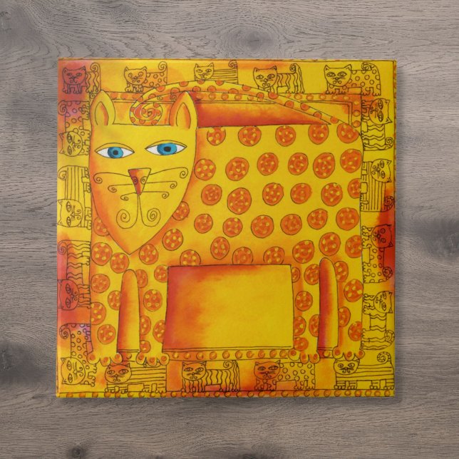 Patterned Leopard Watercolour Illustration Tile (Patterned Leopard Watercolour Illustration Ceramic Tile)