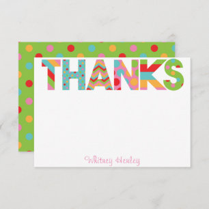 Patterned Letters THANKS Personalised Note Cards
