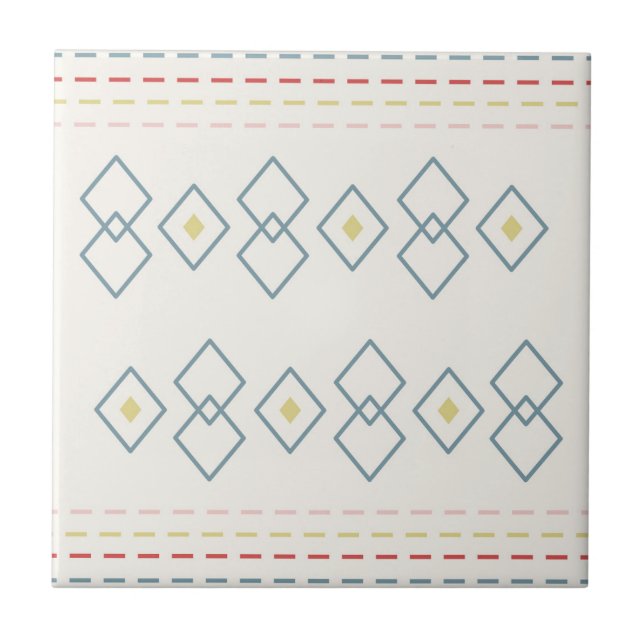 Patterned Moroccan Style, Geometric Sage,Yellow,   Tile (Front)