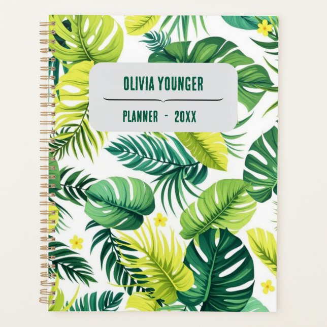 Patterned Pages – Custom Monstera & Banana Leaf Pl Planner (Front)