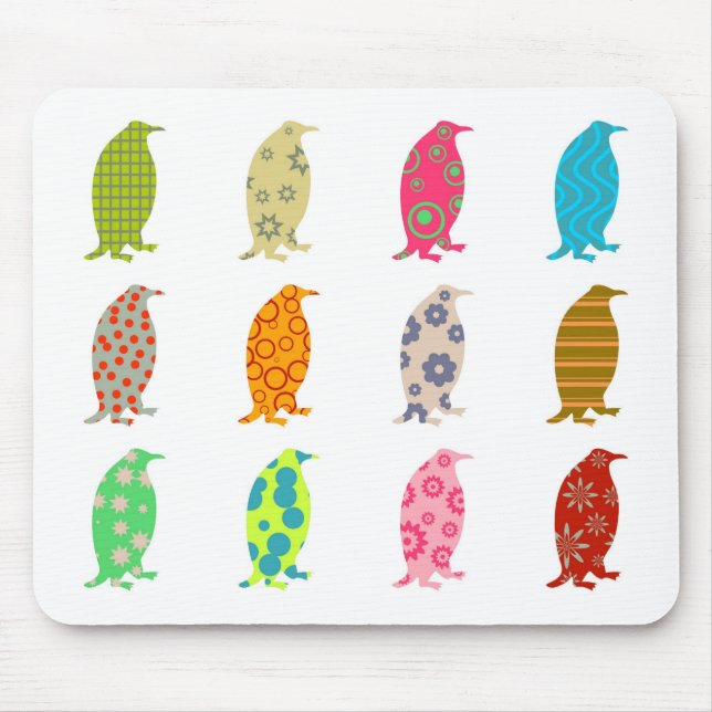 Patterned Penguins Mouse Mat (Front)