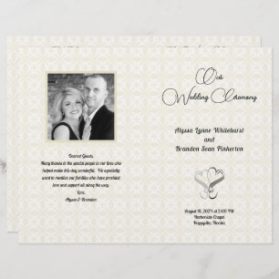 Patterned Photo Wedding Ceremony Folded Program