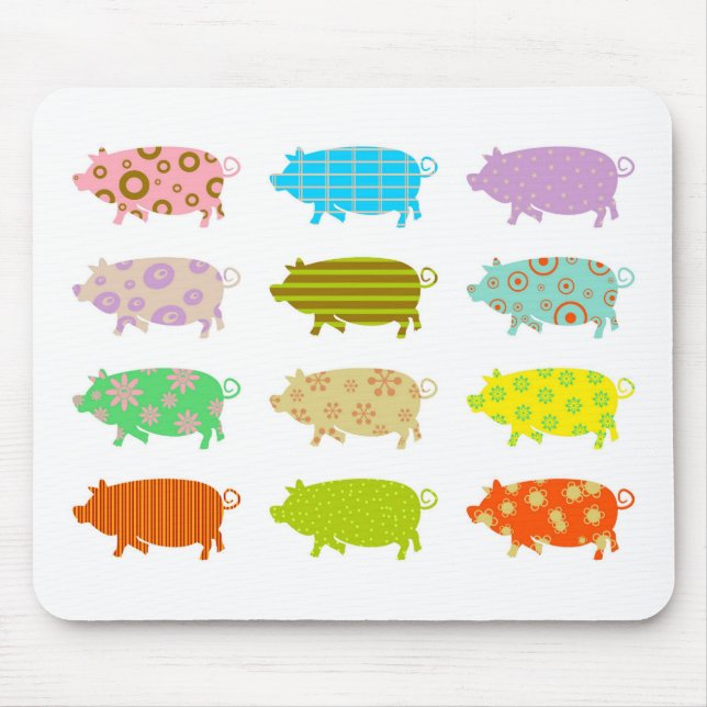 Patterned Pigs Mouse Mat (Front)