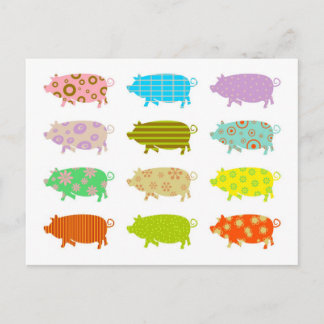 Patterned Pigs Postcard
