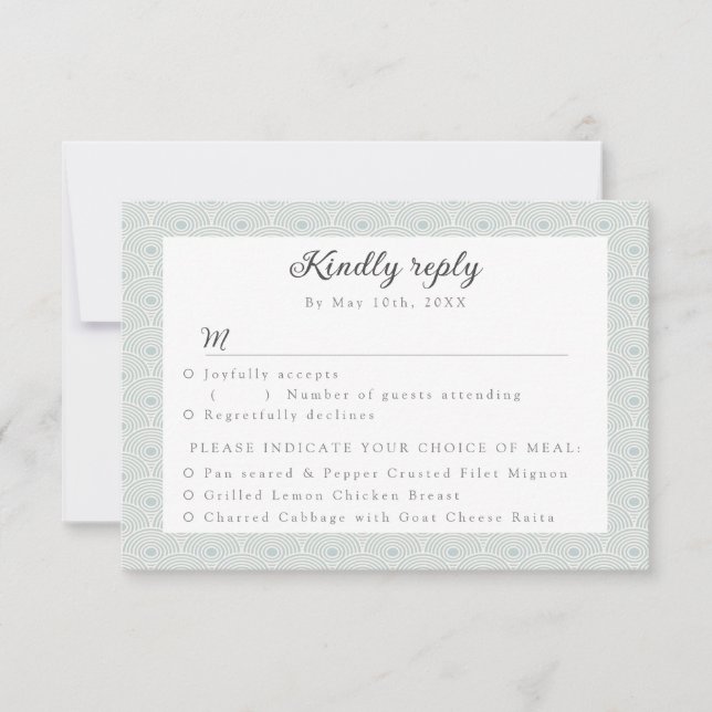 patterned RSVP w meal choices Card (Front)