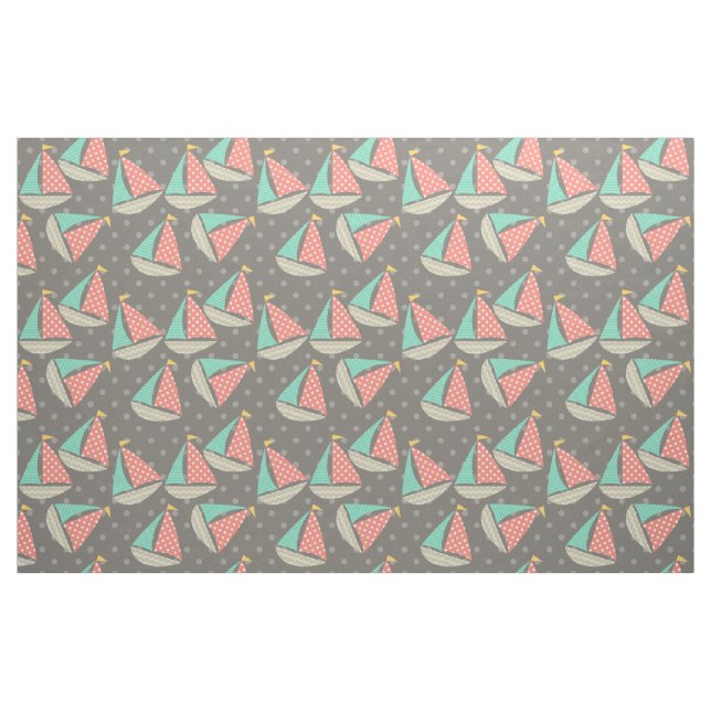 Patterned Sailboats Fabric (Fat Quarter)
