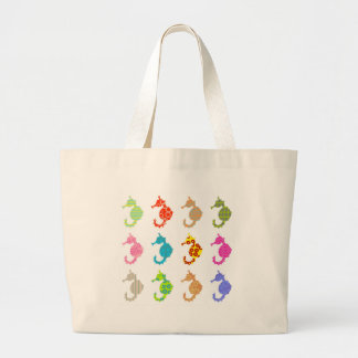 Patterned Seahorse Large Tote Bag