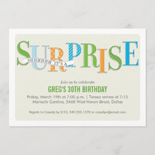 Patterned Surprise Party Invitation in Green