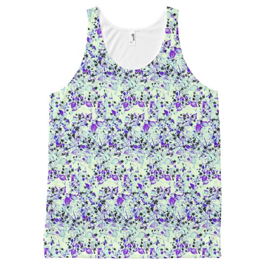 Patterned tanktop pastel green tiny leaves flowers All-Over print tank top