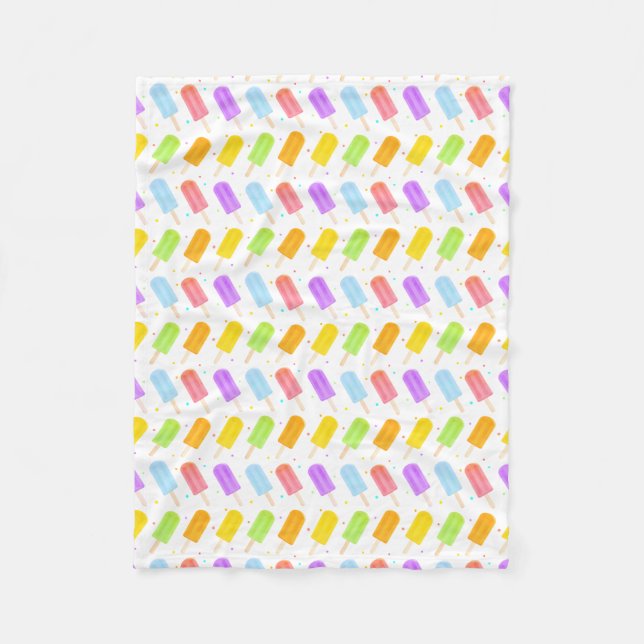 Patterned Tasty Summer Watercolour Popsicle & Dots Fleece Blanket (Front)