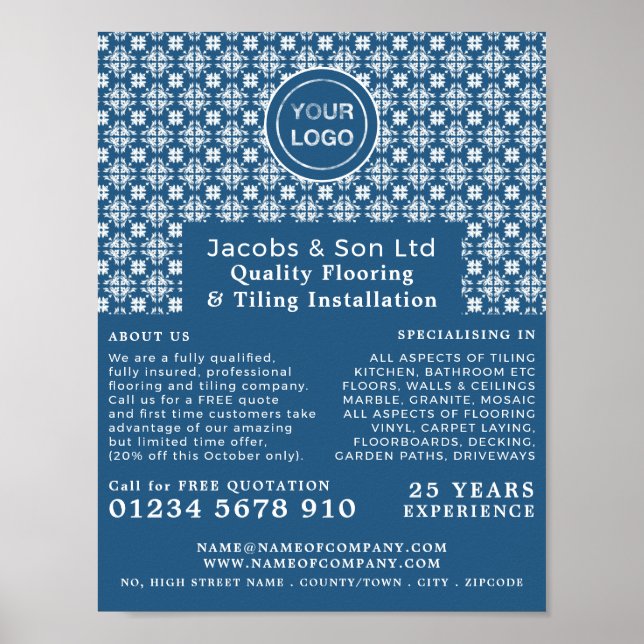 Patterned Tiles, Floorer, Tile Installer Advert Poster (Front)