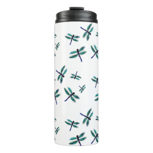Patterned Turquoise Blue Dragonfly Thermal Tumbler
