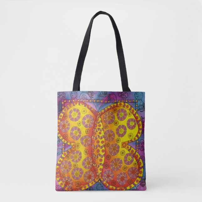 Patterned Watercolour Butterfly Tote Bag (Front)