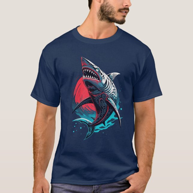 Patterned Wild Shark T-Shirt (Front)
