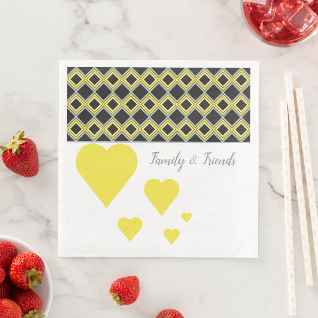 Patterned With Yellow Hearts Napkin (Insitu)