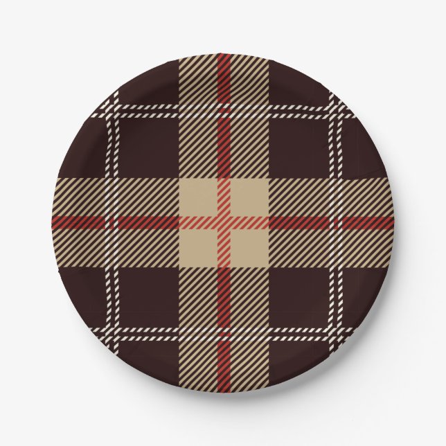 Patternl Stylish Scottish Geometric Vintage      Paper Plate (Front)