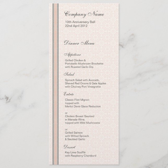 Patterns & Borders 1 Dinner Menu (Front)