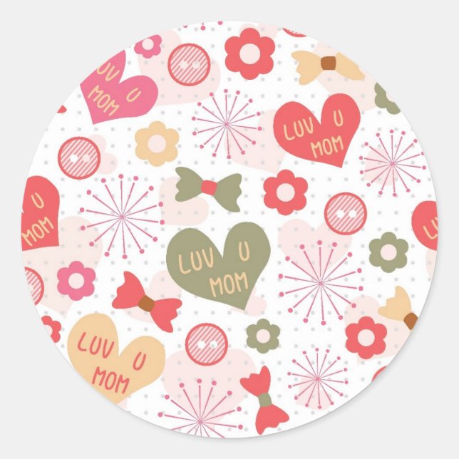 Patterns for Mother's Day Classic Round Sticker (Front)