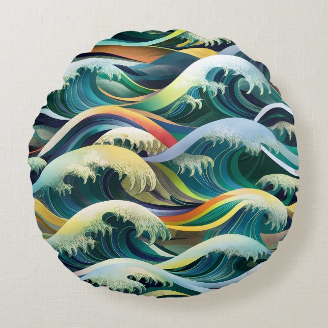 Patterns Inspired by the Sea Round Cushion (Front)