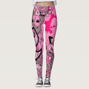 Patterns Japanese Chat & Chrysanthemum Leggings