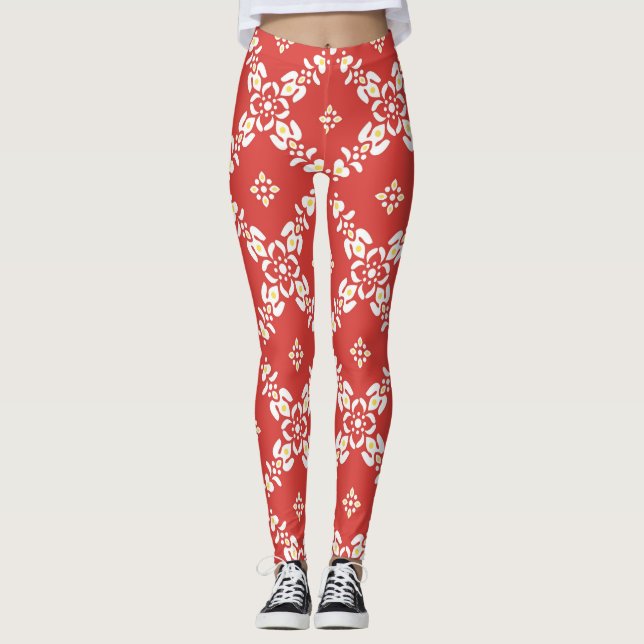 patterns leaves flowers leggings (Front)