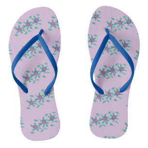 Patterns of three Purple Flowers Floral FlipFlops