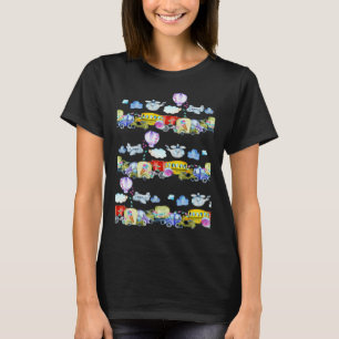 Patterns Transportation Cars Trucks Buses Balloons T-Shirt