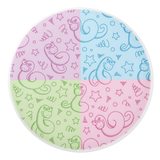 patterns with snakes ceramic knob (Front)