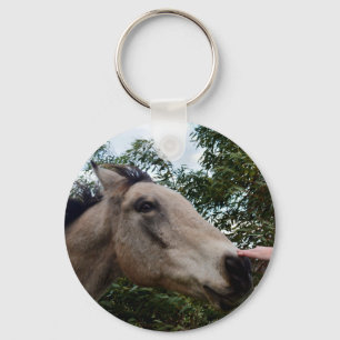 Patting A Grey Brown Horse, Key Ring
