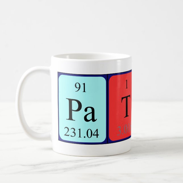 Patty periodic table name mug (Left)