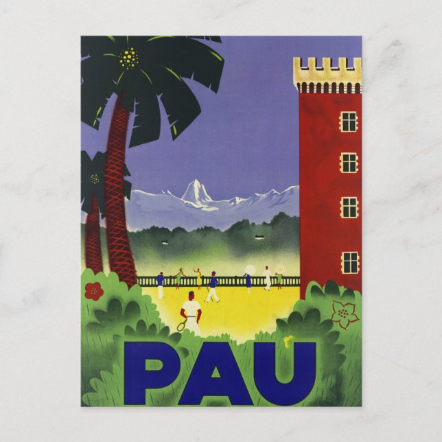 Pau France Vintage Poster 1935 Postcard (Front)