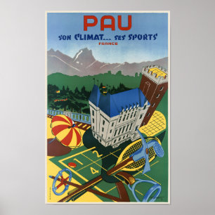 Pau son climat... ses sports Vintage Poster 1935