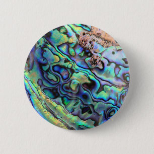 Paua abalone shell detail 6 cm round badge