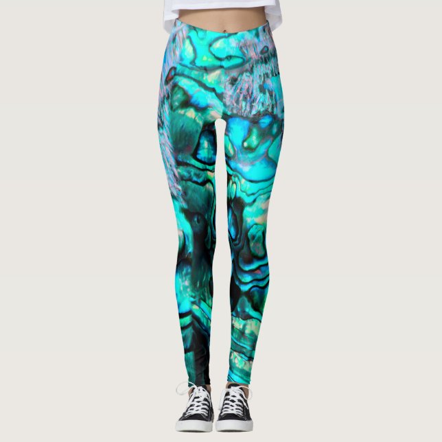 Paua Abalone shell natural design Leggings (Front)