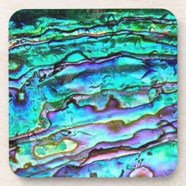 Paua Shell Abalone Cork Coasters set of 6 (Front)