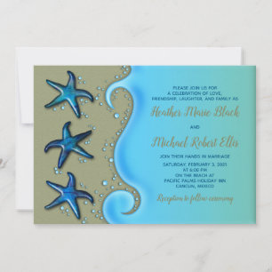 Paua Shell Starfish Wedding Invitation