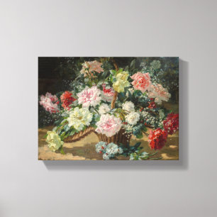 Paul Biva Vintage A Basket of Roses Canvas Print