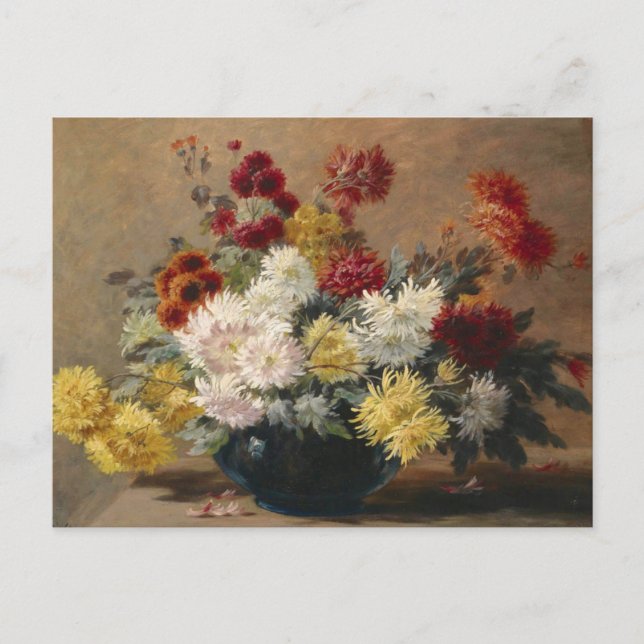 Paul Biva Vintage Aster in a Vase Postcard (Front)
