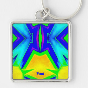 PAUL~ Blue Green and Yellow ~ Key Ring