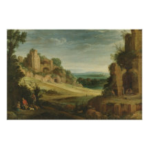 Paul Bril  Landscape with a hunting party
