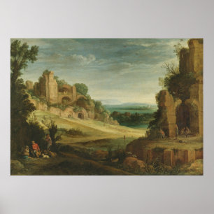 Paul Bril Landscape with a hunting party Poster
