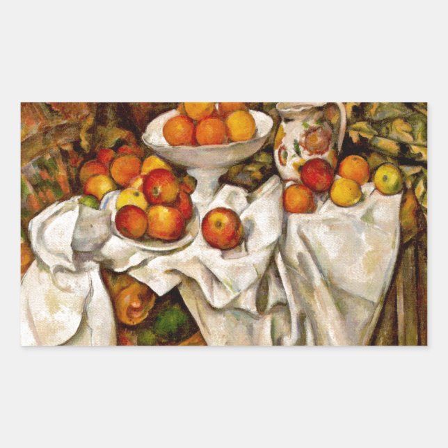 Paul Cezanne Apples Oranges Impressionism Rectangular Sticker (Front)