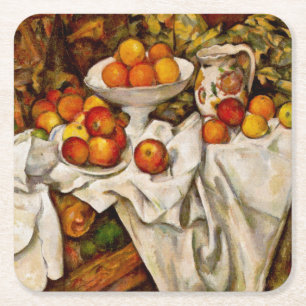 Paul Cezanne Apples Oranges Impressionism Square Paper Coaster