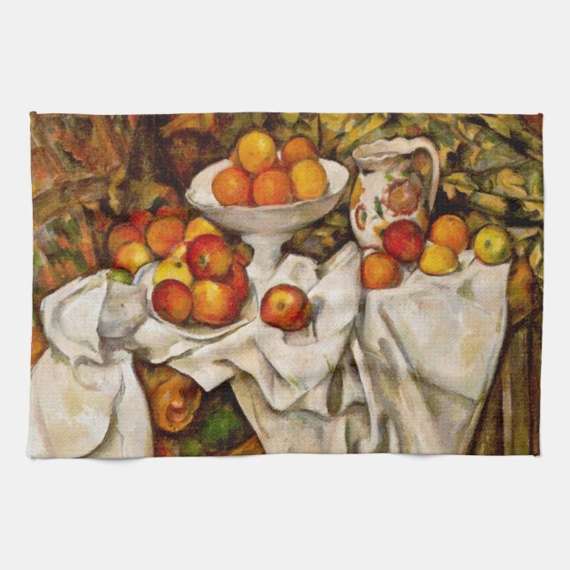 Paul Cezanne Apples Oranges Impressionism Tea Towel (Horizontal)