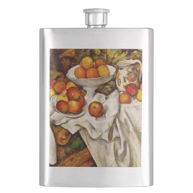 Paul Cezanne Apples Oranges Print Impressionism Hip Flask (Front)