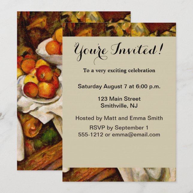 Paul Cezanne Apples Oranges Print Impressionism Invitation (Front/Back)