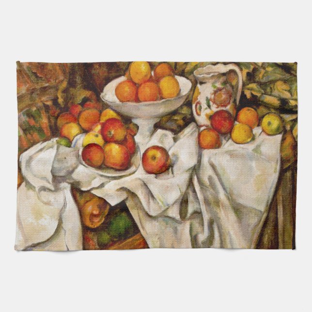 Paul Cezanne Apples Oranges Print Impressionism Tea Towel (Horizontal)