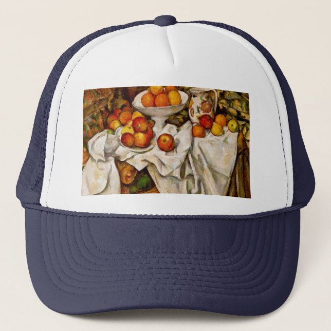 Paul Cezanne Apples Oranges Print Impressionism Trucker Hat (Front)