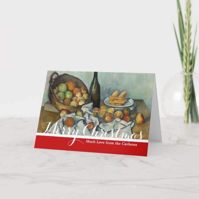 Paul Cezanne Basket of Apples Vintage Still Life Holiday Card (Front)